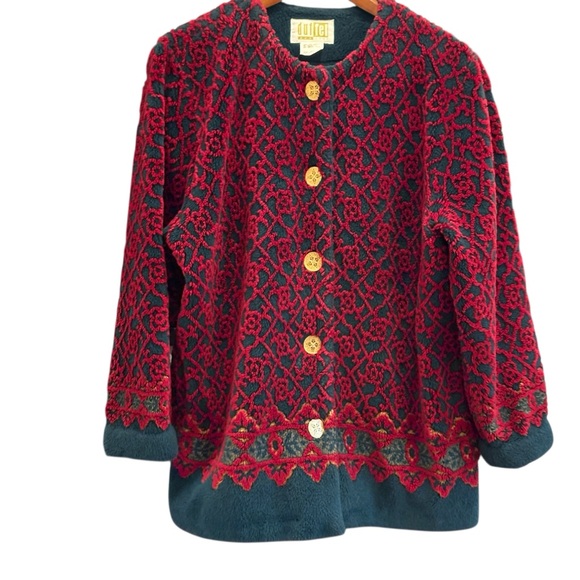 Duffel Sweater Sweaters - Duffel Outdoor Vintage Sweater Large Gold Buttons Cottagecore Knit Tapestry